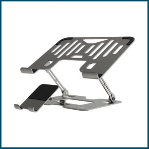 Porodo 2-in-1 Adjustable and Foldable Laptop with Phone Stand Silver