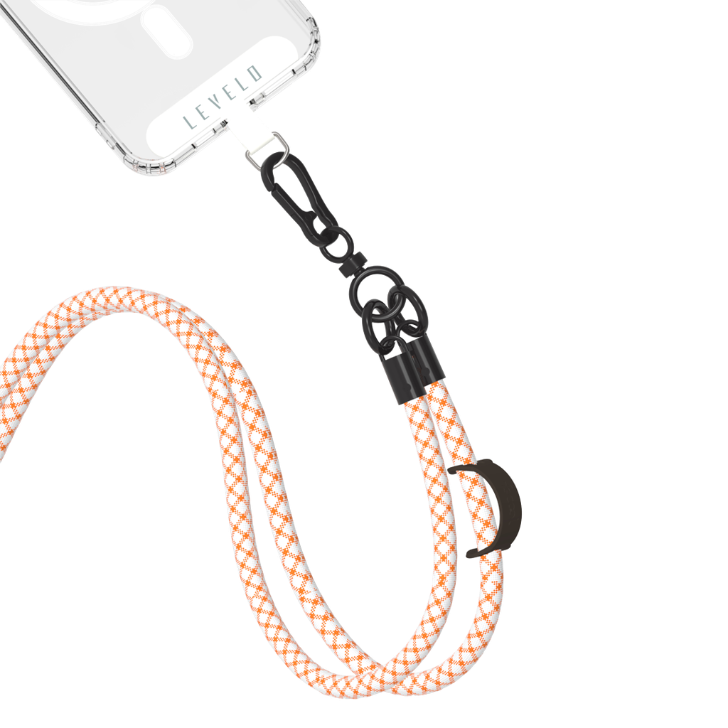 Levelo Everly Phone Crossbody Lanyard White Orange