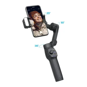 Porodo 3-Axis Gimbal with LED Light Black
