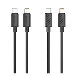 Porodo Blue 20W PD Type C to Lightning PVC Cable 1.2M Black