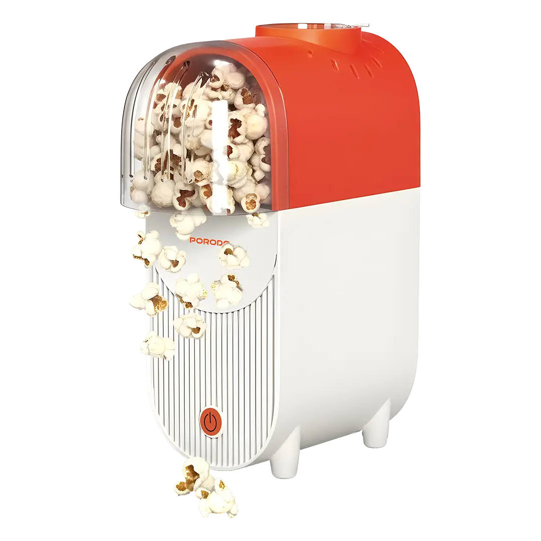 Porodo Lifestyle Popper Hot Air Popcorn Popper Maker with Measuring Cup Orange White