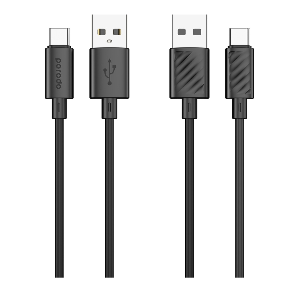 Porodo USB A to C PVC Cable 1.2m Black