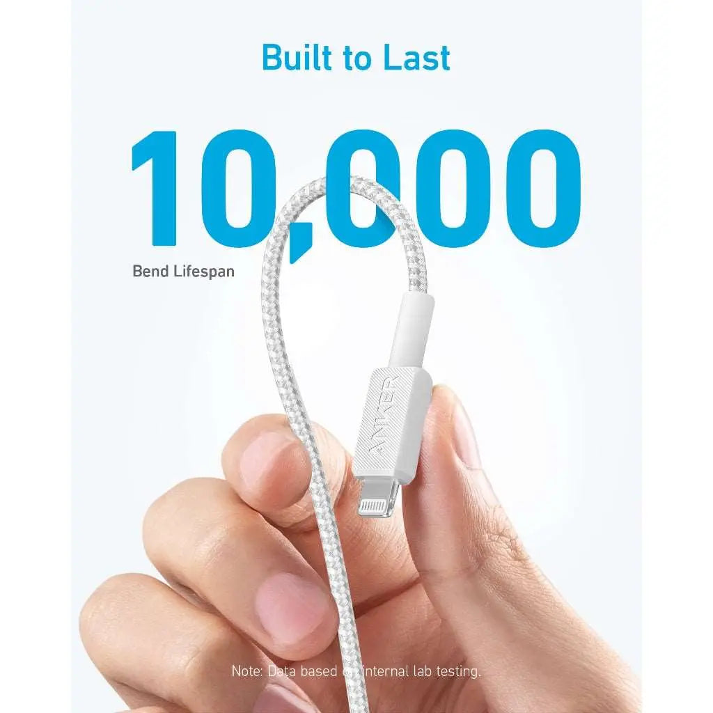 Anker 322 USB-C to Lightning Cable (6ft Braided) White - Image 3