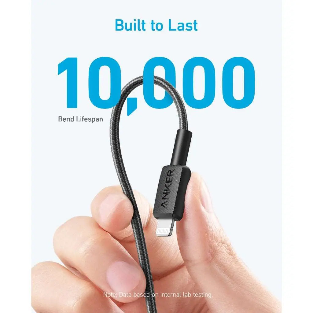 Anker 322 USB-C to Lightning Cable (3ft Braided) Black - Image 3